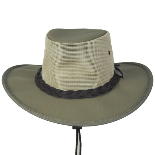 Barmah | Cotton Canvas Mesh Drover Hat | 400900 | front | KHAKI
