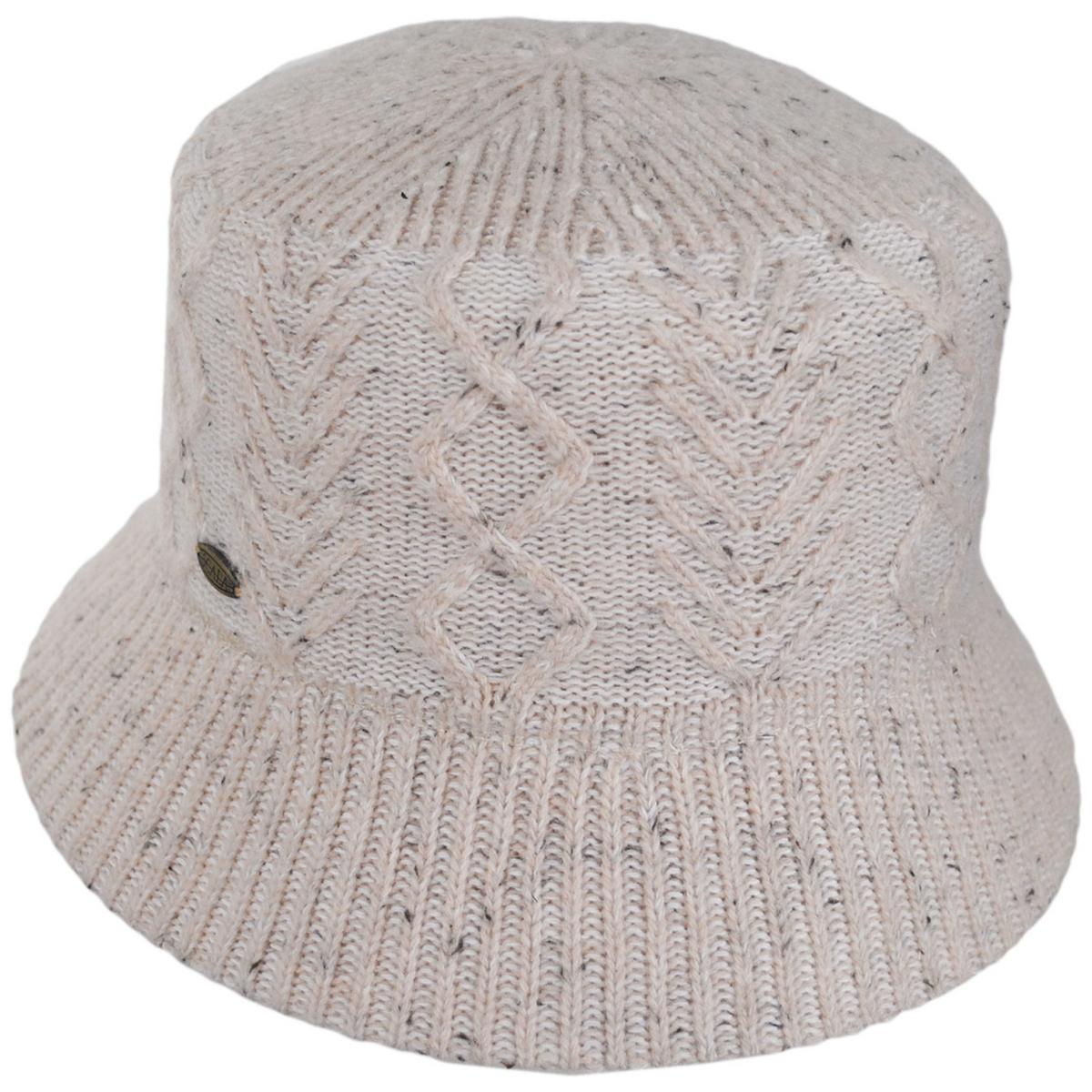 Scala | Aran Cable Knit Wool Blend Bucket Hat | 106447 | lead | OATMEAL