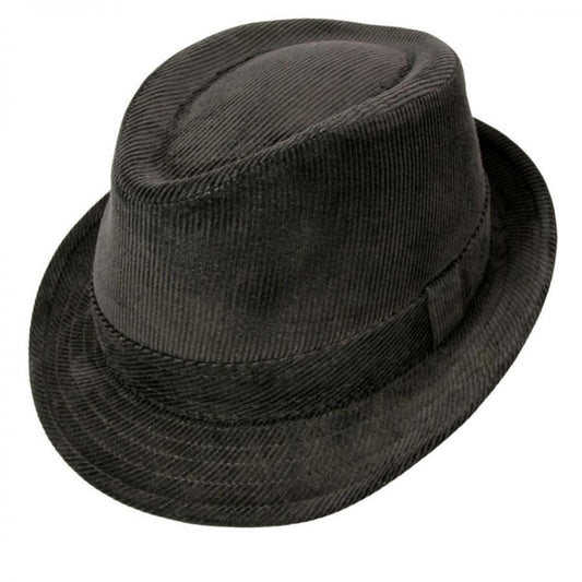 Jaxon Hats | Corduroy C-Crown Trilby Fedora Hat | 142307 | lead | BLACK