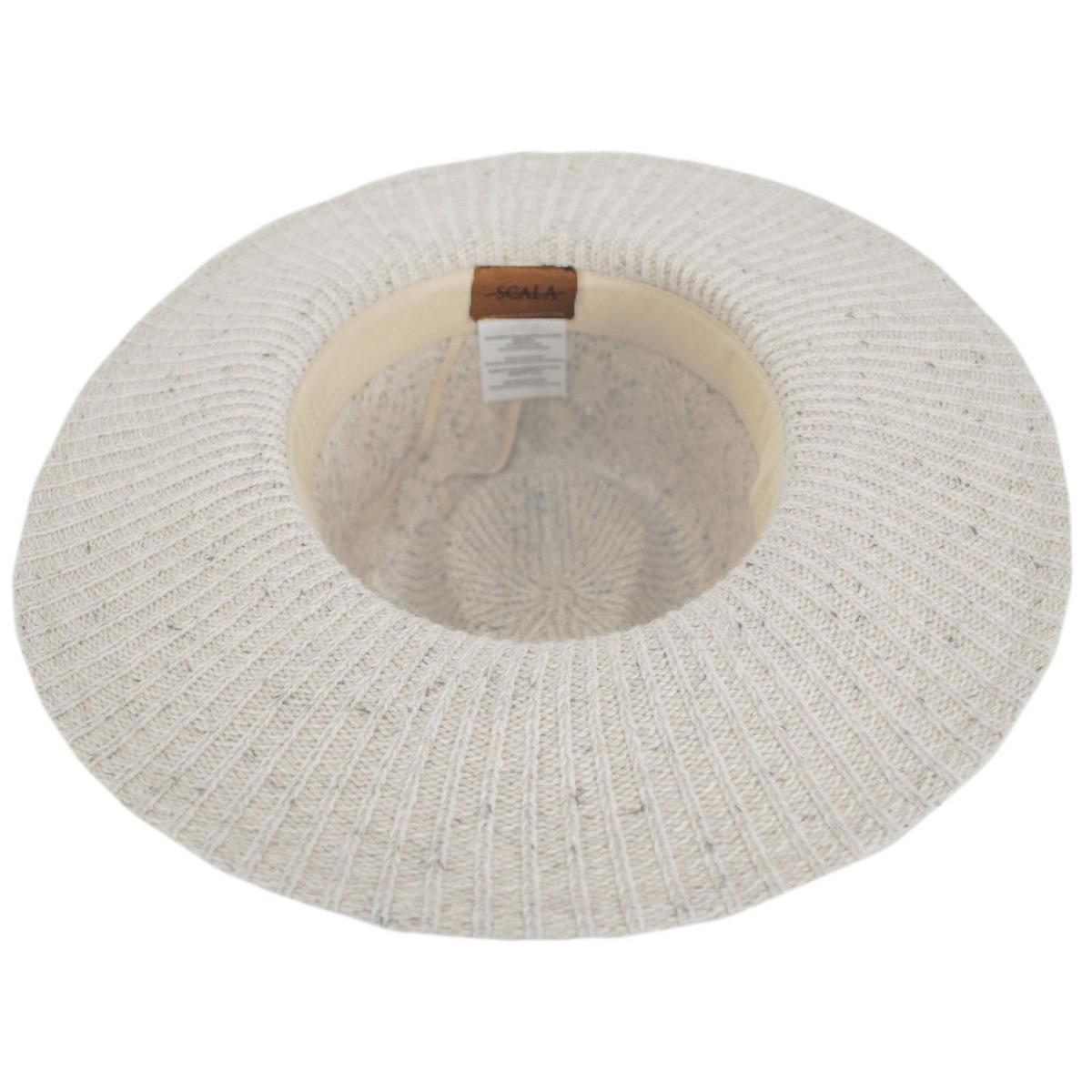 Scala | Arana Cable Knit Fedora Hat | 106420 | under | IVORY