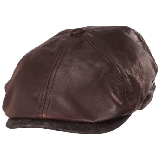 Jaxon Hats | Leather Suede Newsboy Cap | 168202 | lead | BROWN