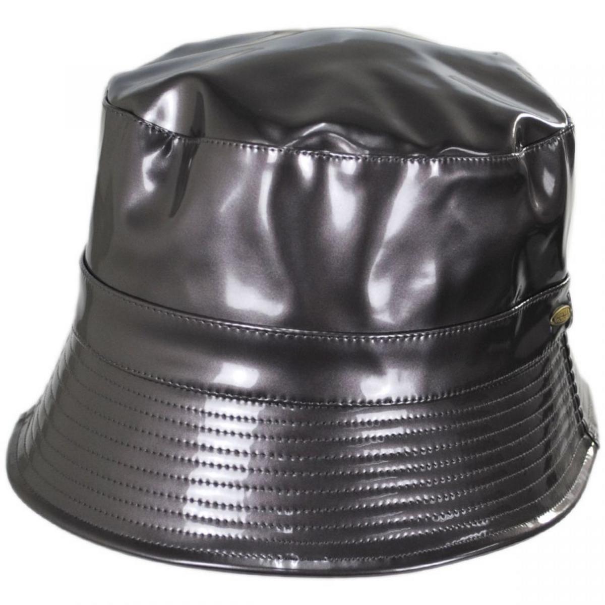 Scala | Pluie Faux Leather Rain Bucket Hat | 106404 | lead | GREY