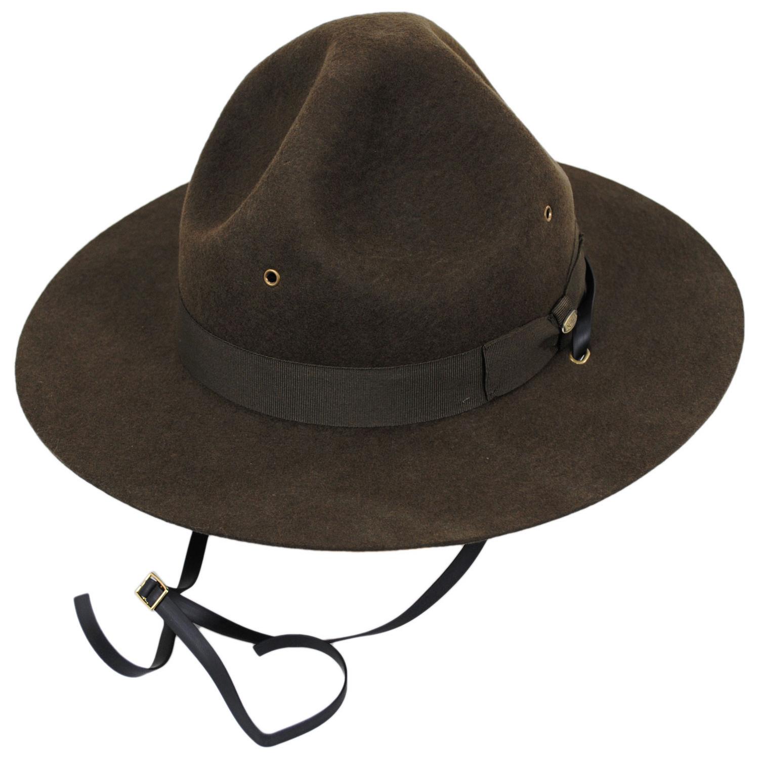 Wool Campaign Hat with Adjustable Chin Strap – Village Hat Shop display picture 2