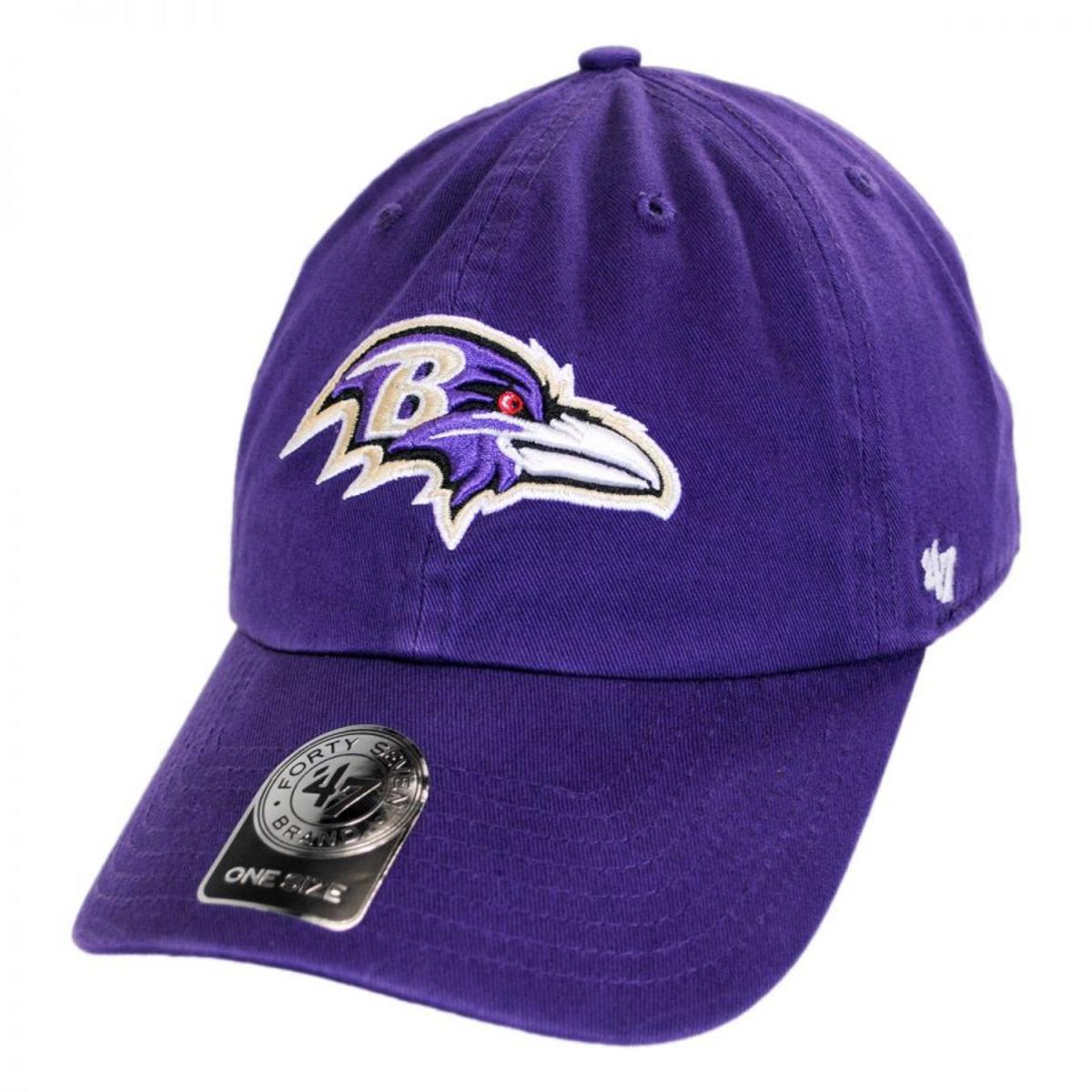 47 Brand | Baltimore Ravens NFL Clean Up Strapback Baseball Cap Dad Hat | 203540 | lead | PURPLE