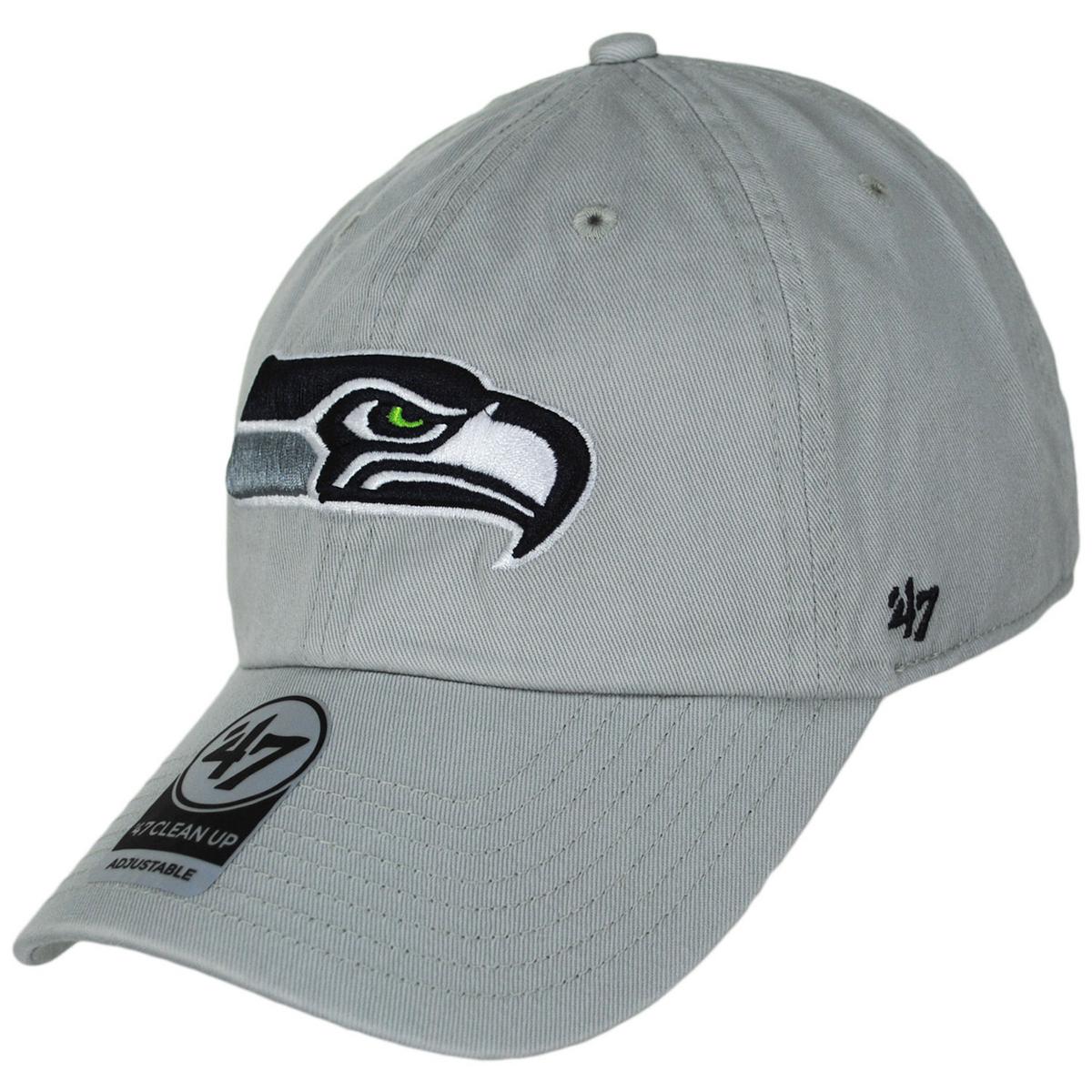 47 Brand | Seattle Seahawks NFL Clean Up Strapback Baseball Cap Dad Hat | 203590 | lead | GRAY
