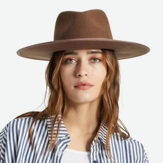 BRIXTON HATS | Jo Wool Felt Rancher Fedora Hat - Dark Tan | 123929BHDT | lsfone | DARK TAN