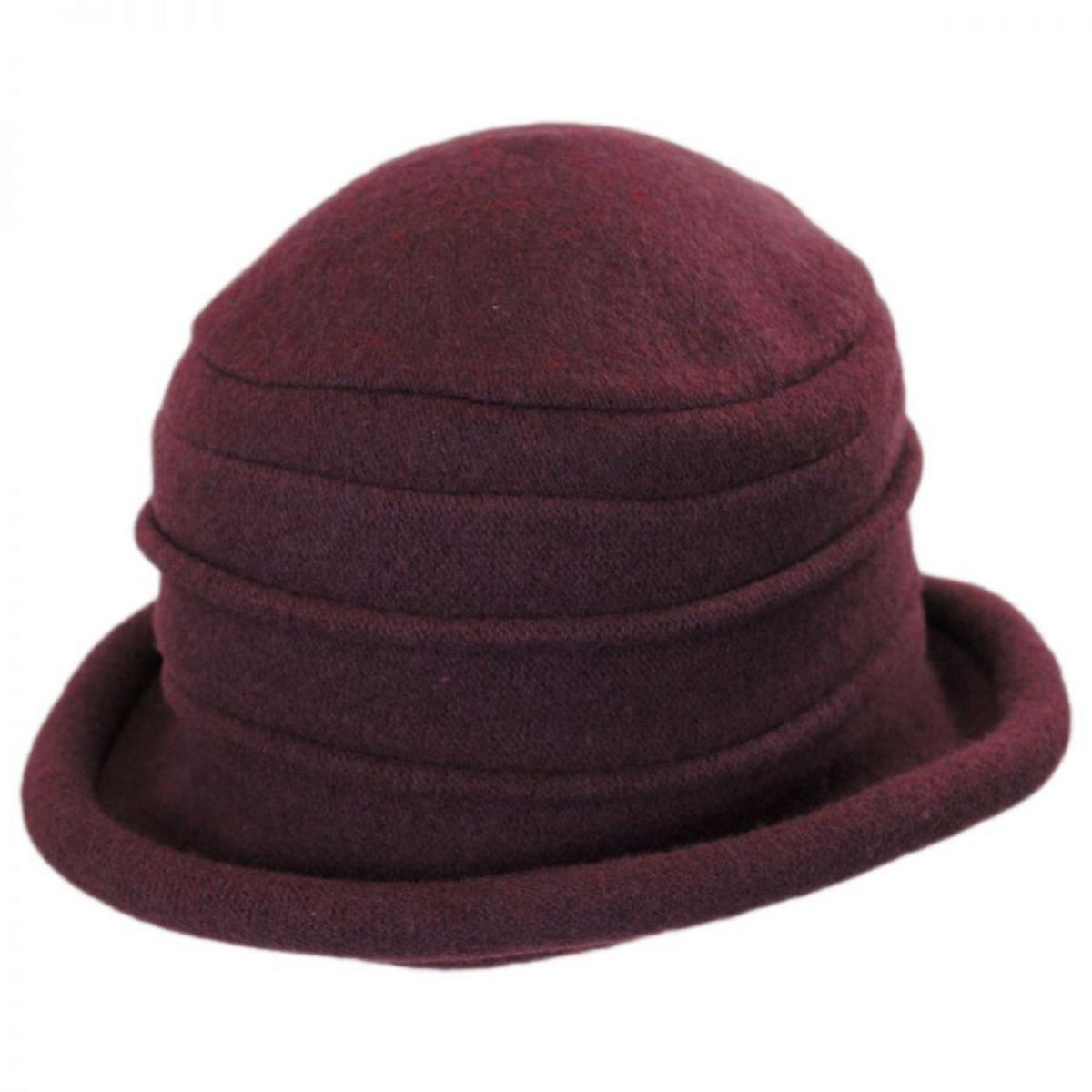 Scala | Packable Wool Cloche Hat | 106342 | lead | WINE