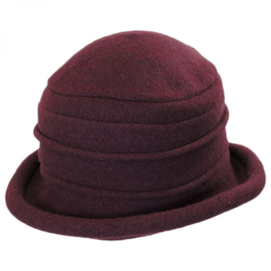 Scala | Packable Wool Cloche Hat | 106342 | lead | WINE