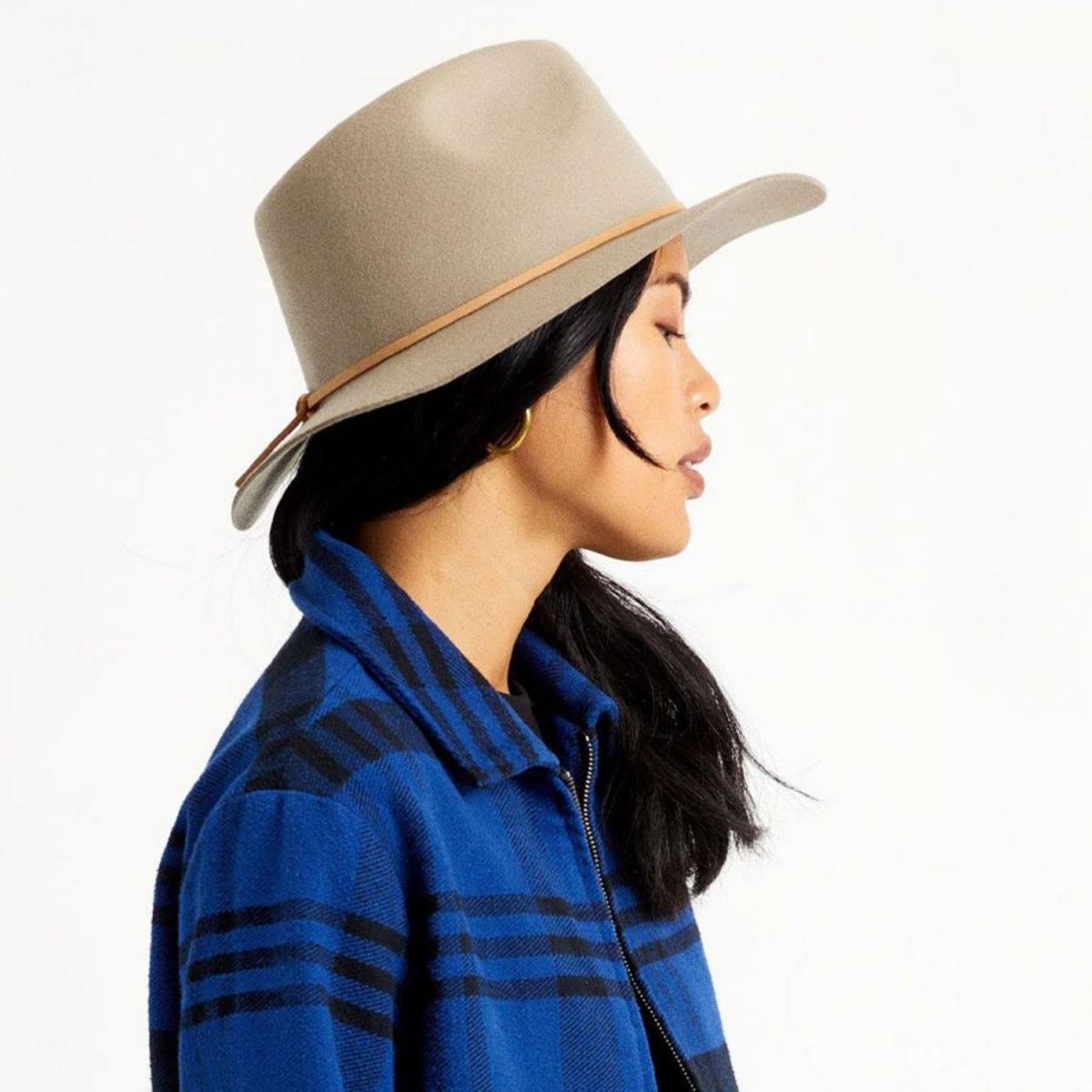 BRIXTON HATS | Wesley Wool Felt Floppy Fedora Hat - Light Tan | 135610LT | lsfone | LIGHT TAN