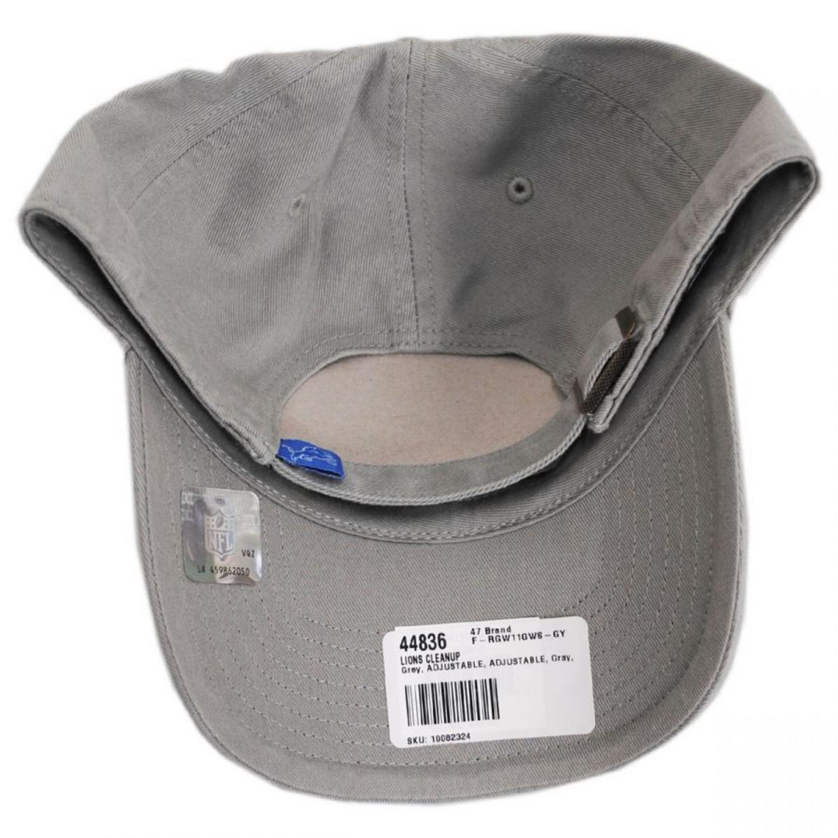 47 Brand | Detroit Lions NFL Clean Up Strapback Baseball Cap Dad Hat | 203830 | under | GREY