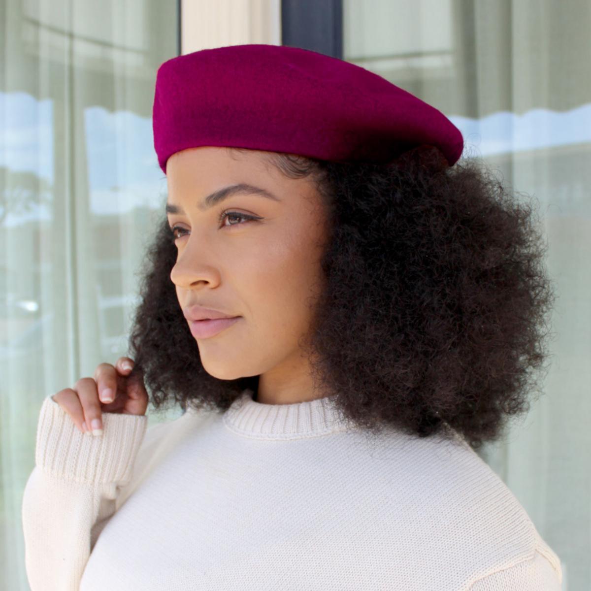 Village Hat Shop | Wool Fashion Beret | 152500 | lsftwo | RASPBERRY
