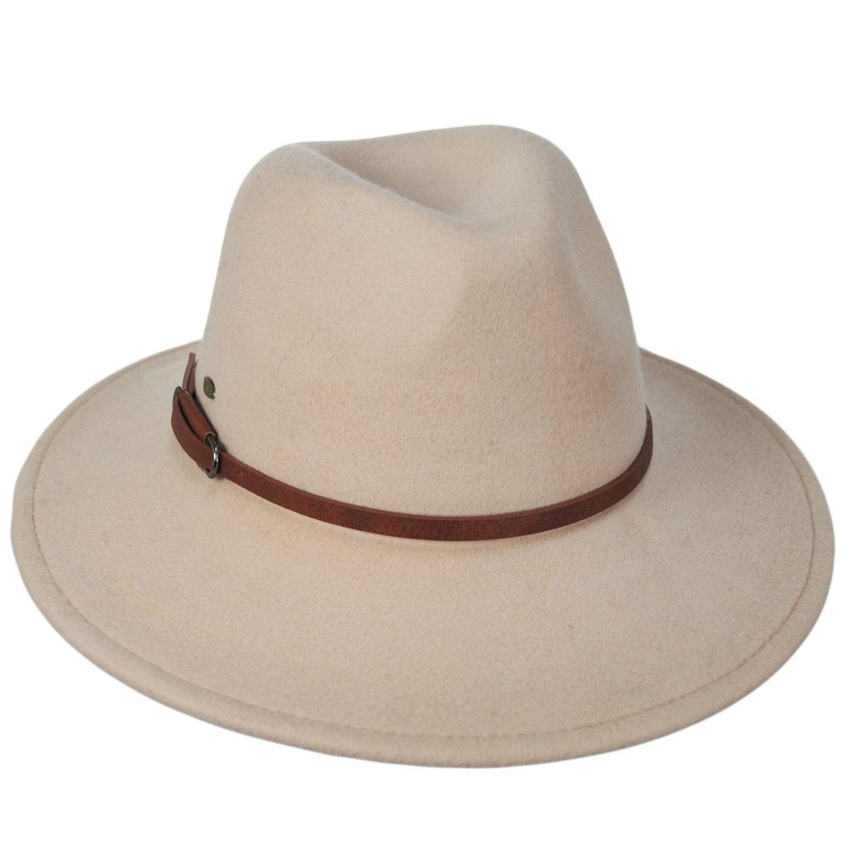 Scala | Brigitta Wool Felt Safari Fedora Hat | 123509 | lead | MINK