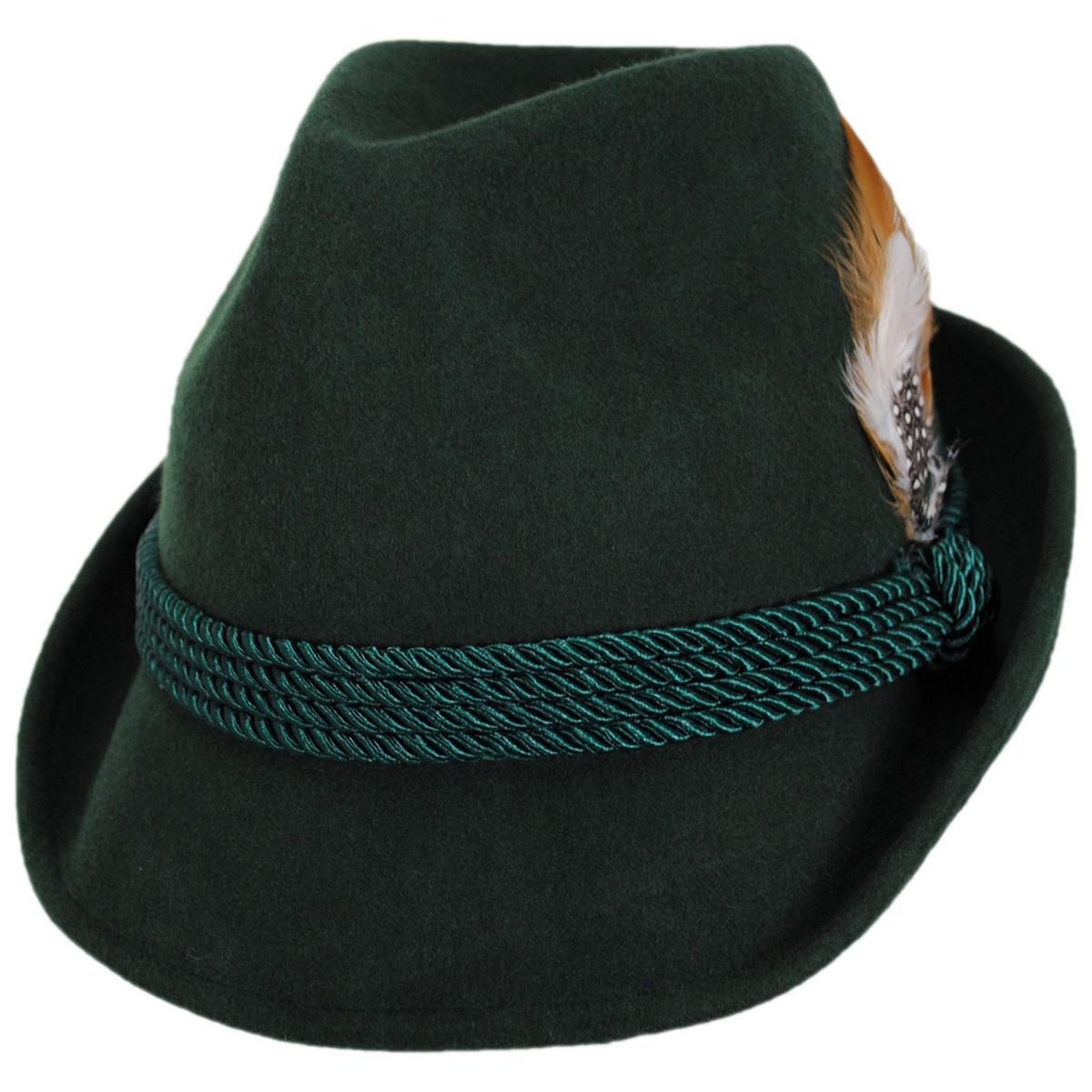 Kenny K | Bavarian Alpine Wool Felt Trilby Fedora Hat | 136250 | lead | DARK GREEN