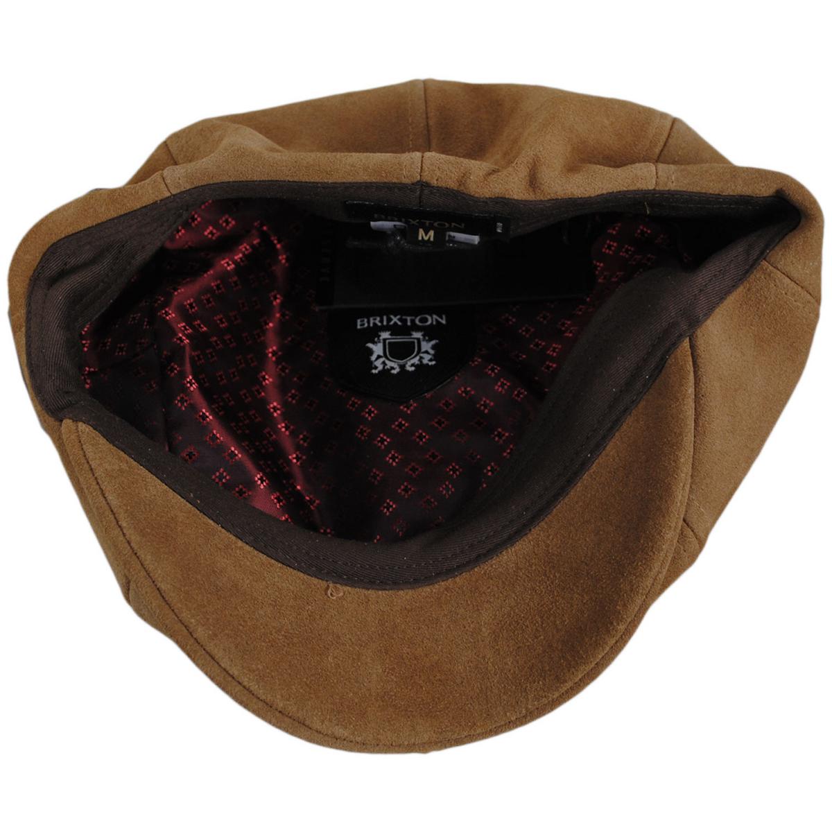 BRIXTON HATS | Brood Reserve Suede Leather Newsboy Cap | 161541 | under | TOFFEE SUEDE