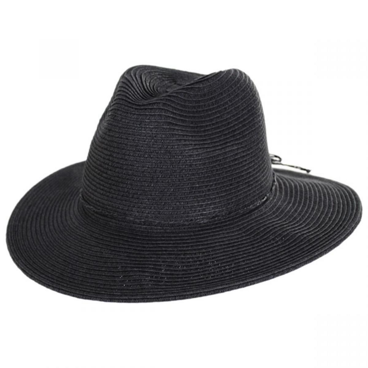 San Diego Hat Company | Ultrabraid Water Repellent Toyo Straw Fedora Rain Hat | 103653 | lead | BLACK