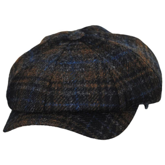 Wigens Caps | Mallalieus Tartan British Wool Newsboy Cap | 161961 | lead | BROWN
