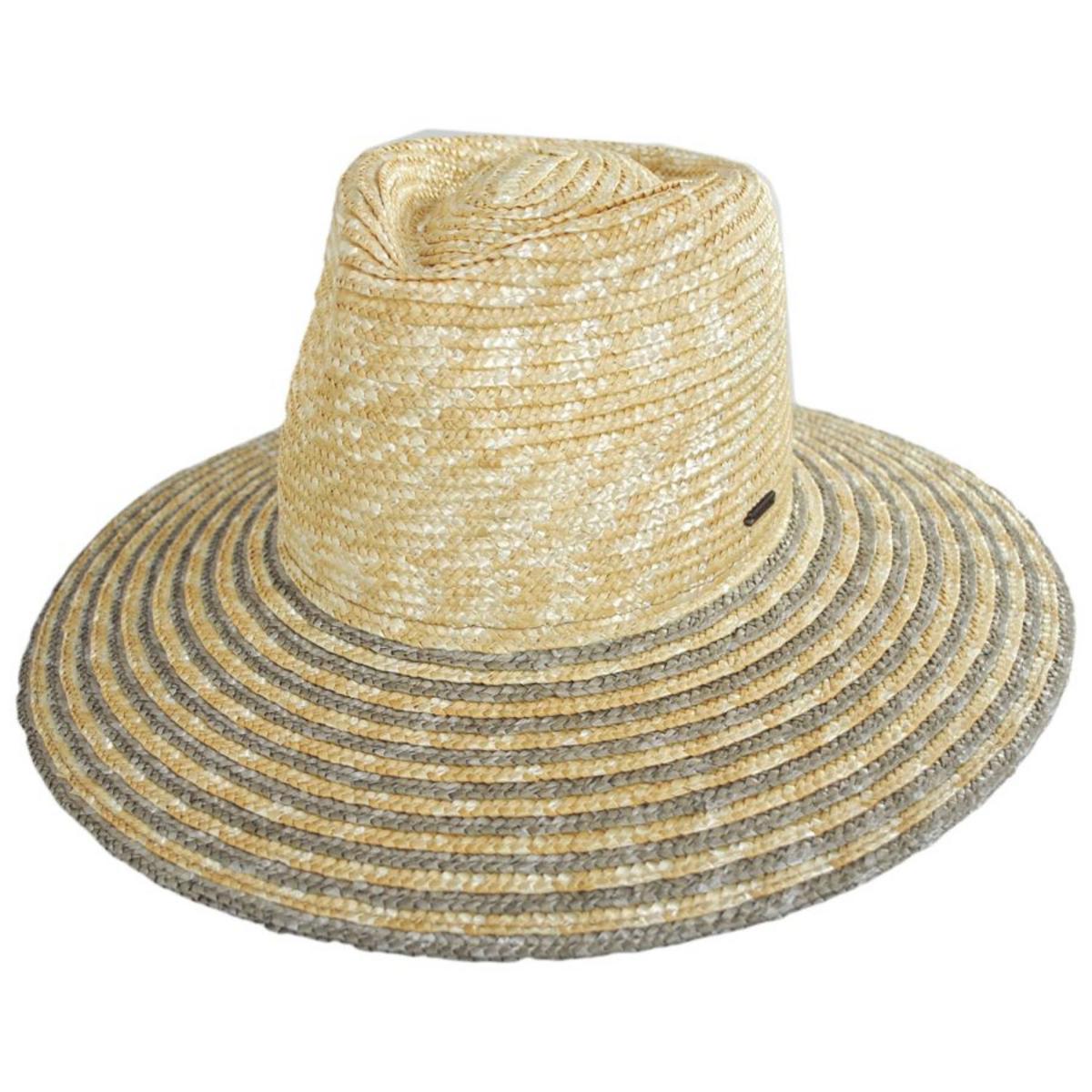 BRIXTON HATS | Joanna Festival Wheat Straw Fedora Hat - Dark Earth/Honey & Honey/Sand