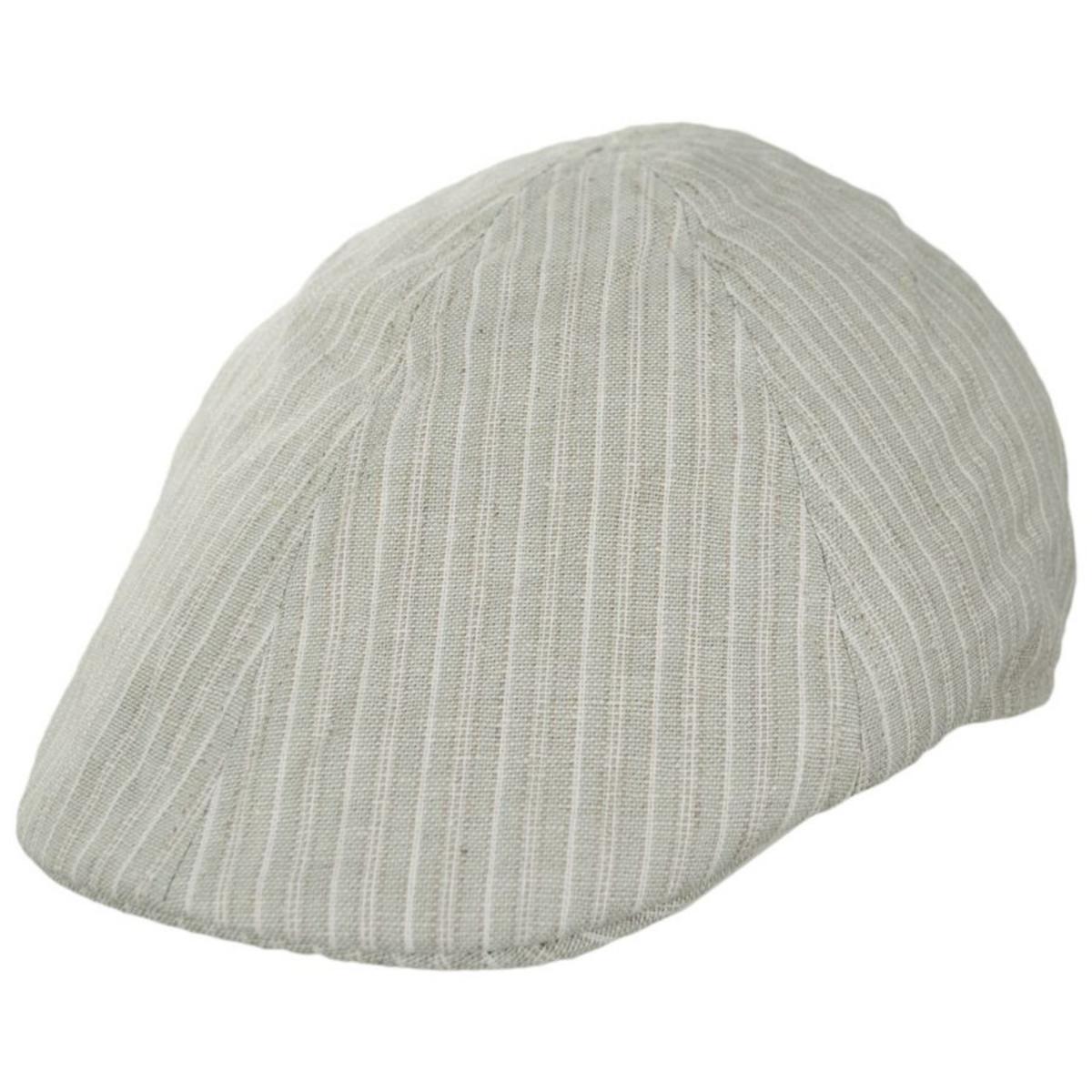 Bigalli | Striped Linen and Cotton Duckbill Ivy Cap | 161810 | lead | BEIGE