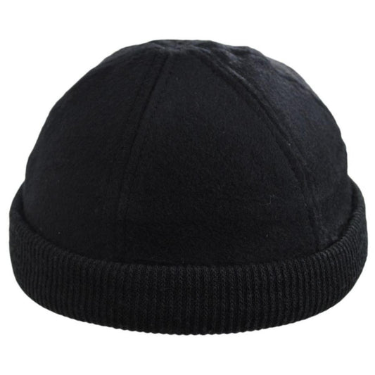 Dorfman Pacific | Skully Melton Wool Blend Skull Cap | 500042 | front | BLACK