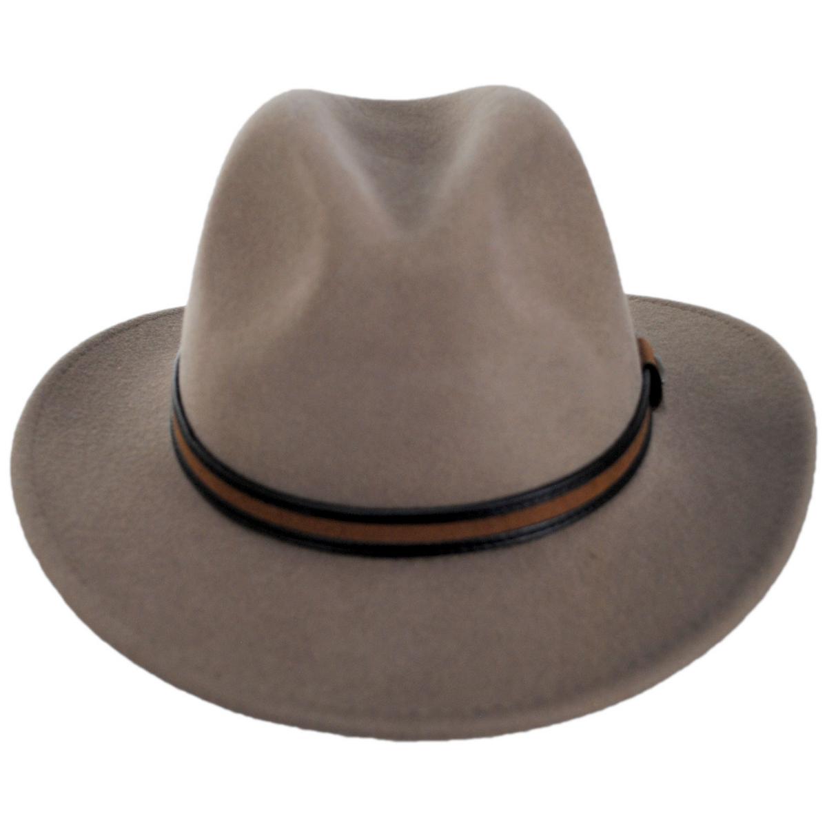 Scala | Shaun Crushable Wool Felt Safari Fedora Hat | 130442 | front | PUTTY