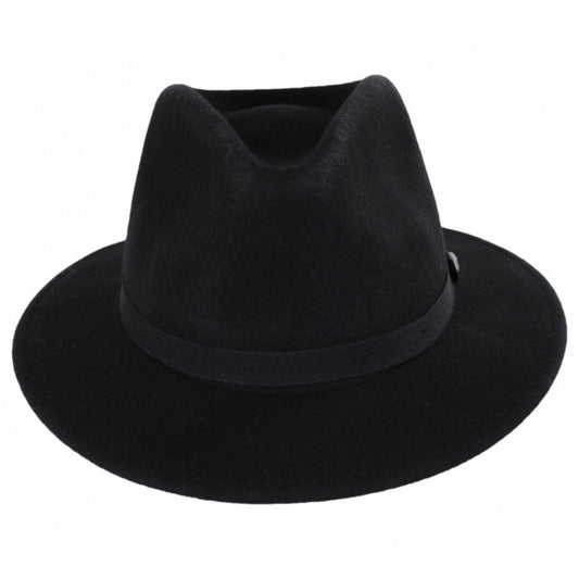 BRIXTON HATS | Messer Packable Wool Felt Fedora Hat - Black | 135639 | front | BLACK