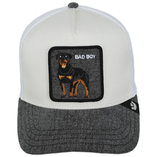 Goorin Bros | Rottie Denim Mesh Trucker Snapback Baseball Cap | 200734 | front | GRAY DENIM
