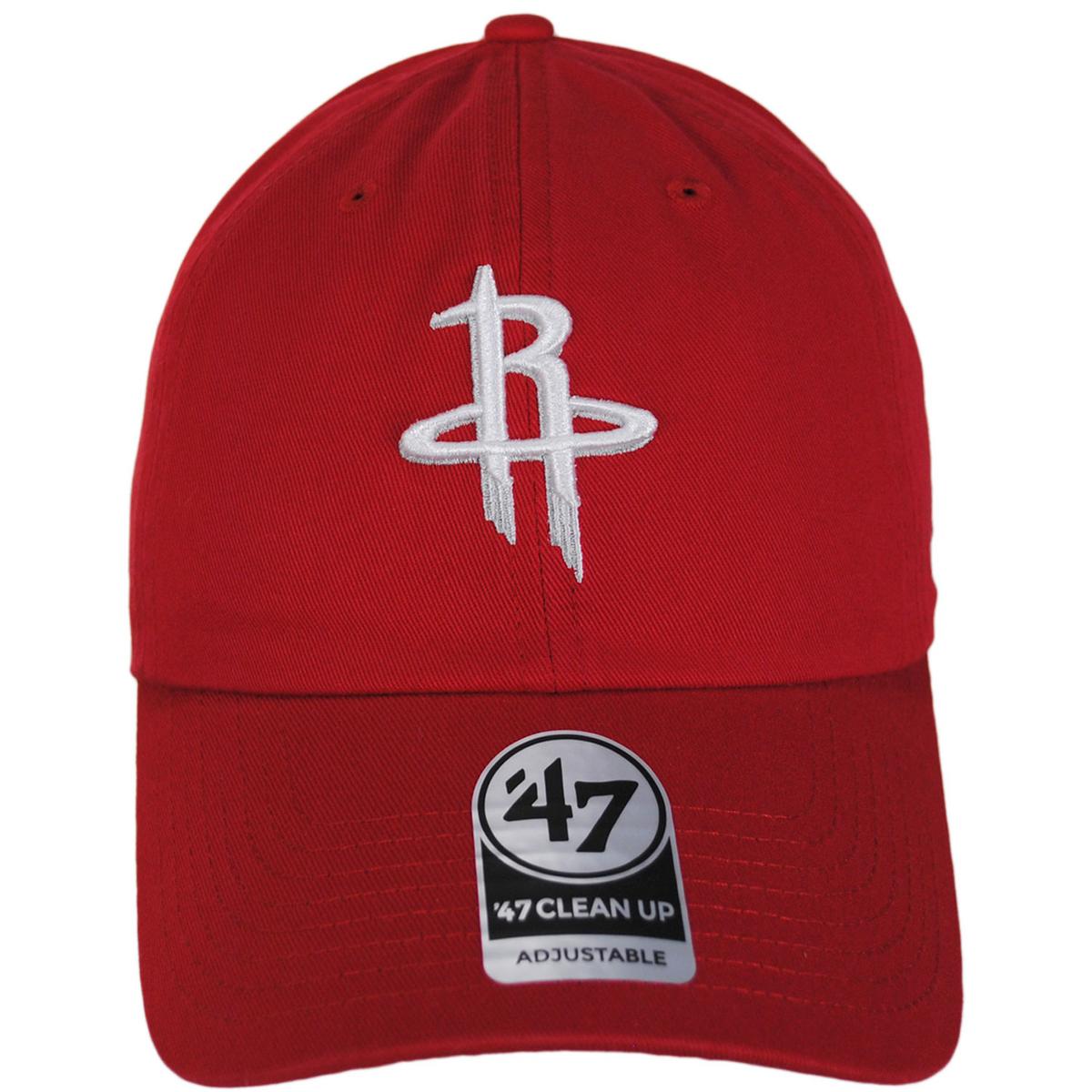 47 Brand | Houston Rockets NBA Clean Up Strapback Baseball Cap Dad Hat | 204050 | front | RED