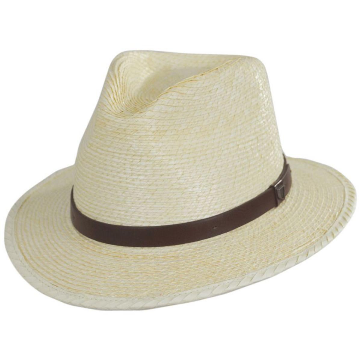 BRIXTON HATS | Messer Palm Straw Fedora Hat | 128328 | lead | NATURAL