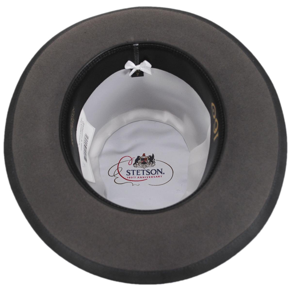Stetson | Stetsonian B 160th Edition 6X Fur Felt Shapeable Open Crown Fedora Hat | 130755 | under | CARIBOU