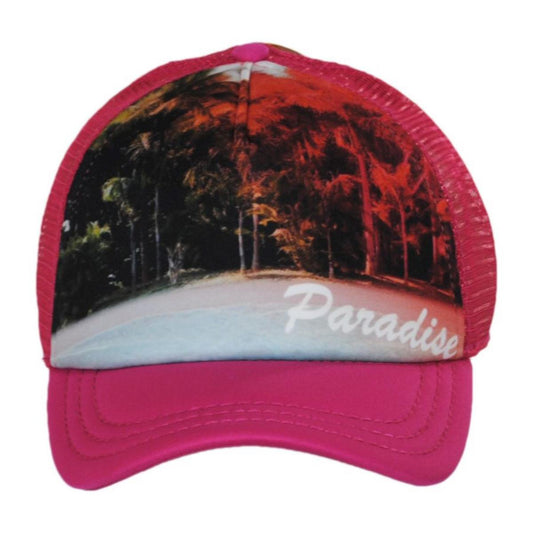 Tropical Trends | Paradise Foam Mesh Snapback Trucker Cap | 200348 | front | FUCHSIA