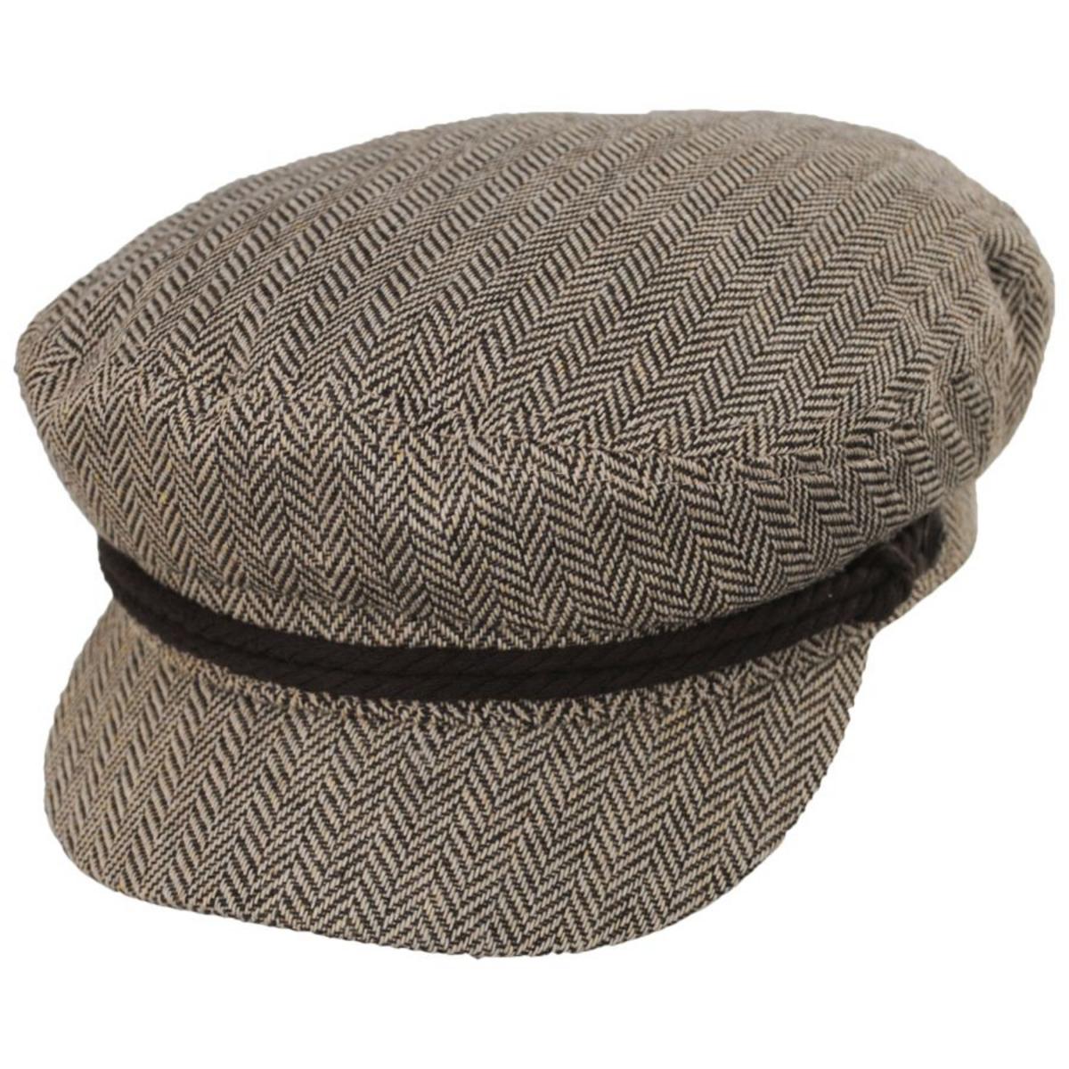 BRIXTON HATS | Wool Blend Herringbone Fiddler Cap - Dark Earth/Sand | 181303DES | lead | DARK EARTH/SAND