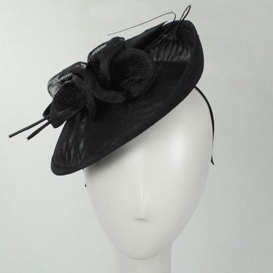 Jeanne Simmons | Dubois Sinamay Straw Fascinator Hat | 120761 | front | BLACK
