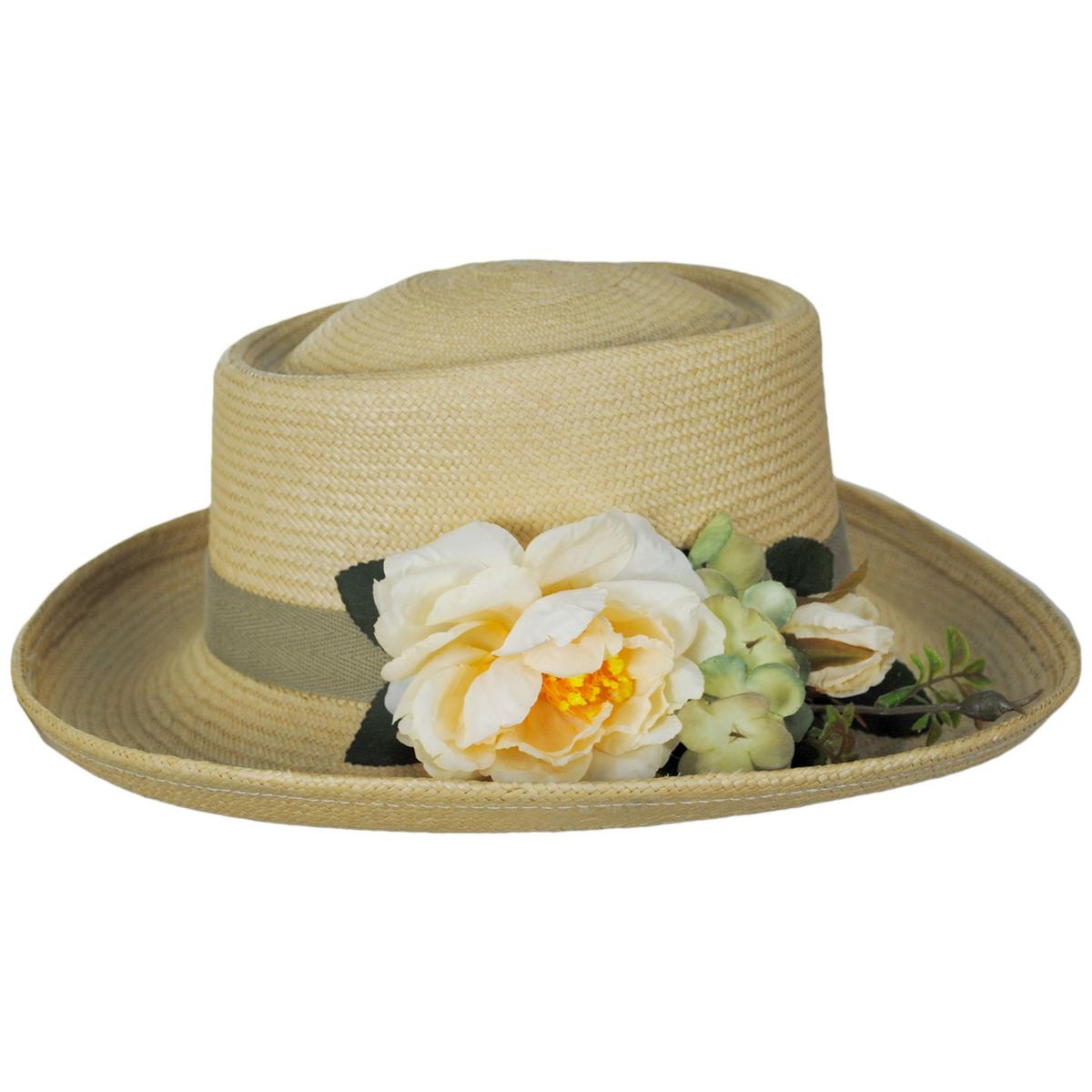 Toucan Collection | Rose Panama Straw Gambler Dress Hat - Made to Order | 121647 | profile | NATURAL