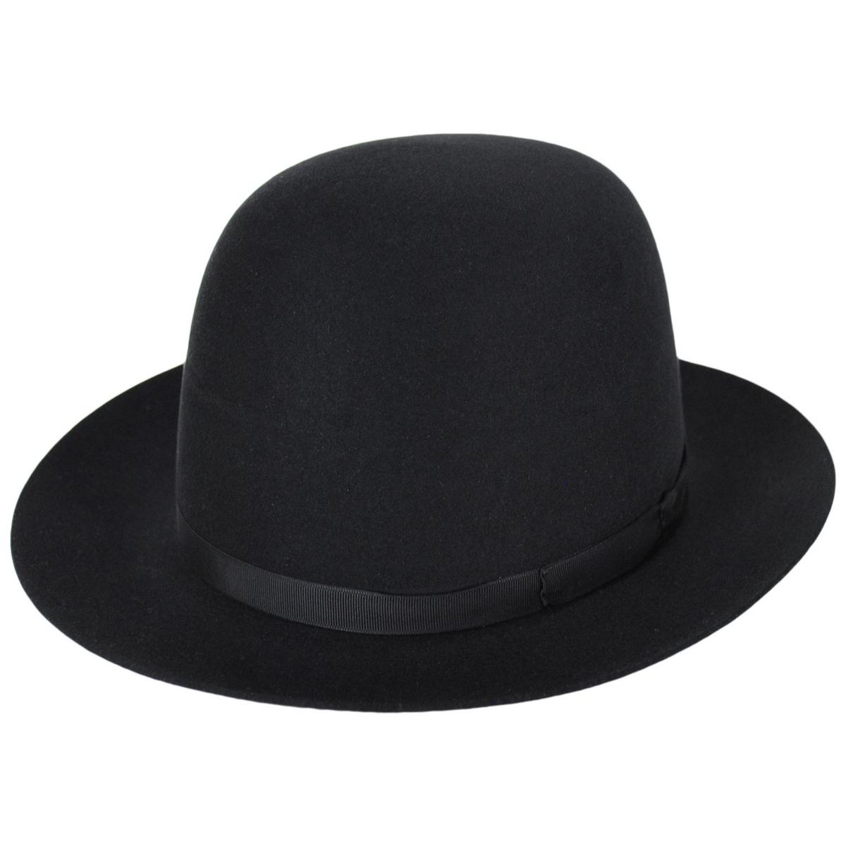 Stefeno Hats | Dalton Rollable Fur Felt Shapeable Open Crown Fedora Hat | 136008 | detailtwo | BLACK