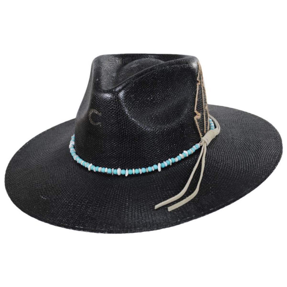 Charlie 1 Horse | Midnight Toker Straw Wide Brim Fedora Hat | 101671 | lead | BLACK