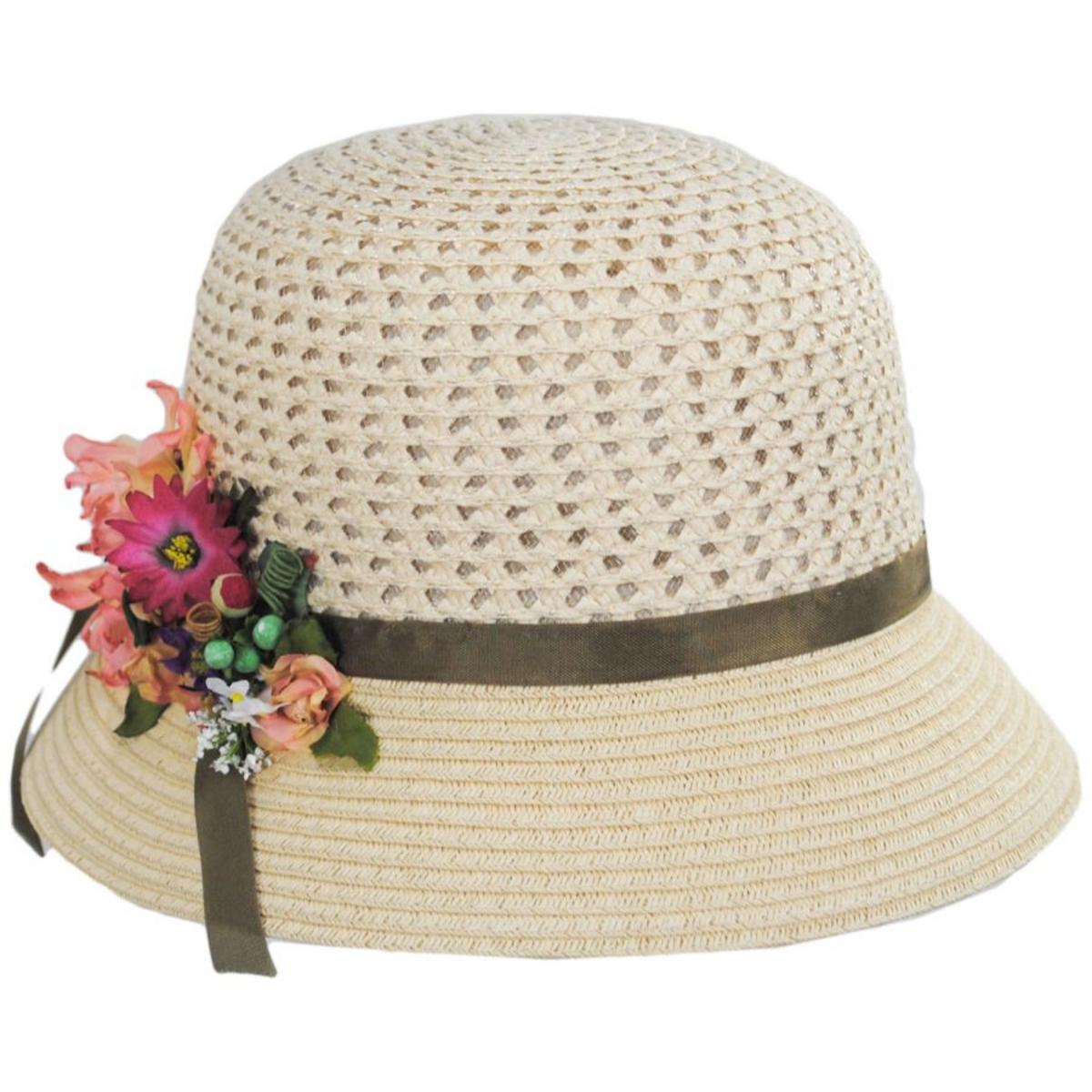 Toucan Collection | Toyo Straw Mum Flower Cloche Hat - Made to Order | 104856 | lead | NATURAL