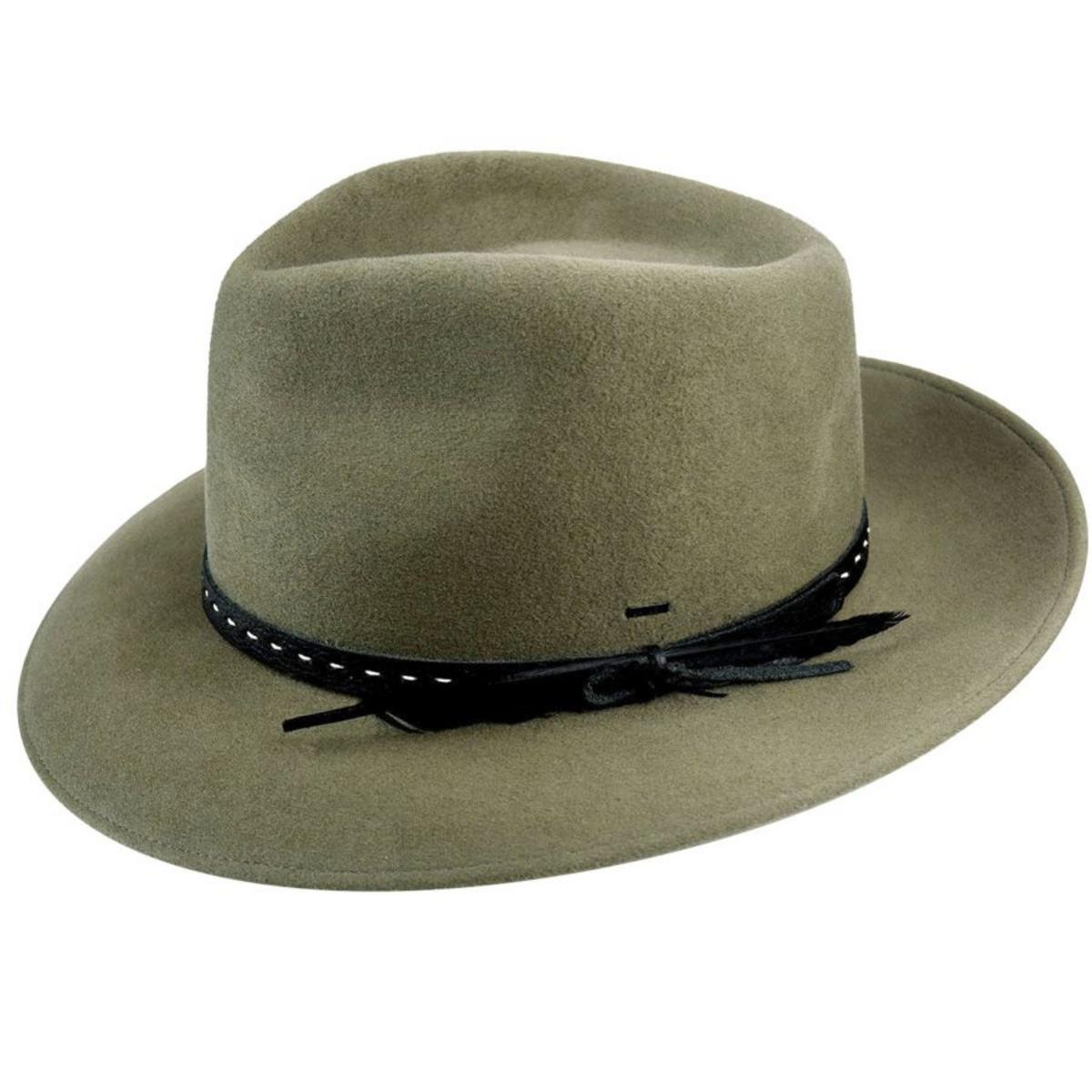 Bailey 1922 | Colby Elite Superfine Velour Wool Felt Fedora Hat | 130375 | lead | SOFT KHAKI