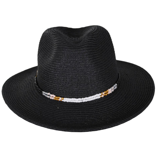Scala | Chantal Toyo Straw Fedora Hat | 100445 | front | BLACK