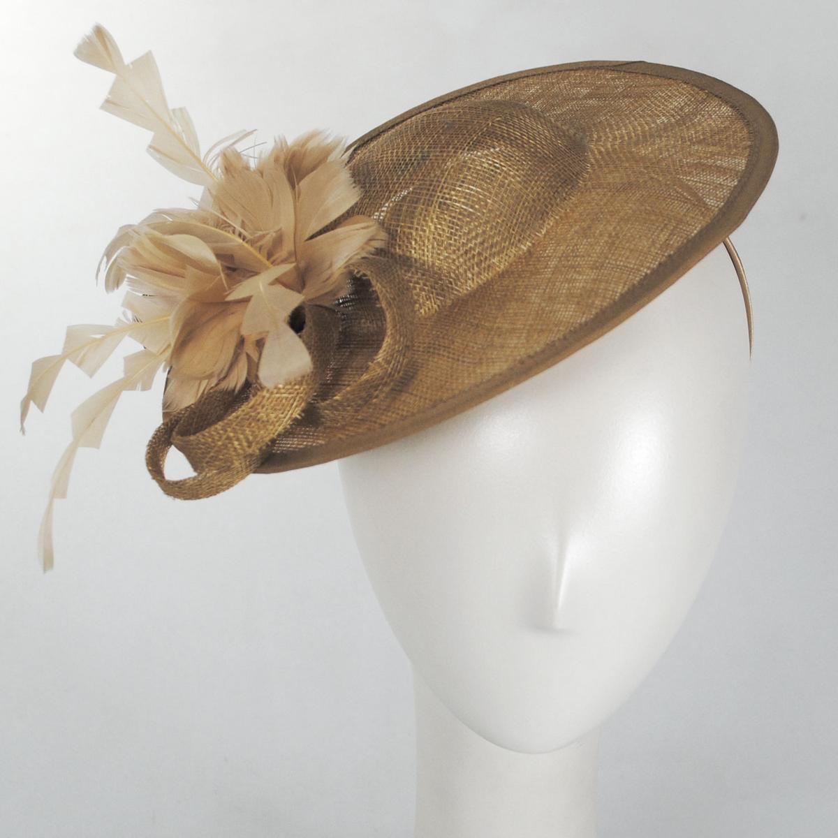 Feather Flower Dish Sinamay Straw Fascinator Hat
