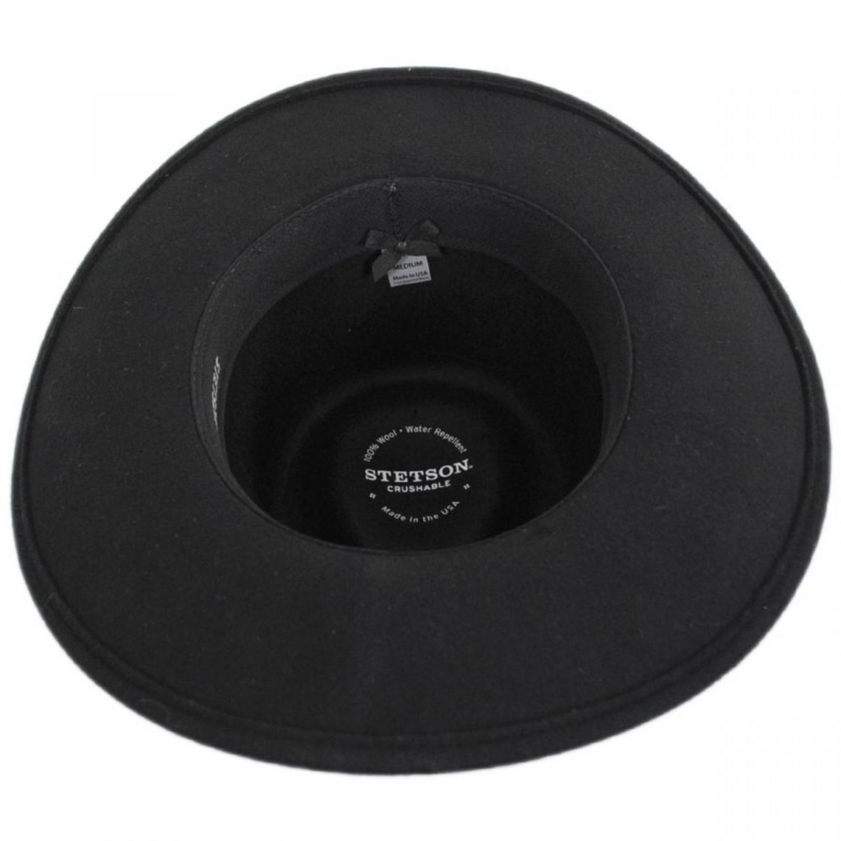 Stetson | Bozeman Crushable Wool Felt Outback Hat | 130692 | under | BLACK