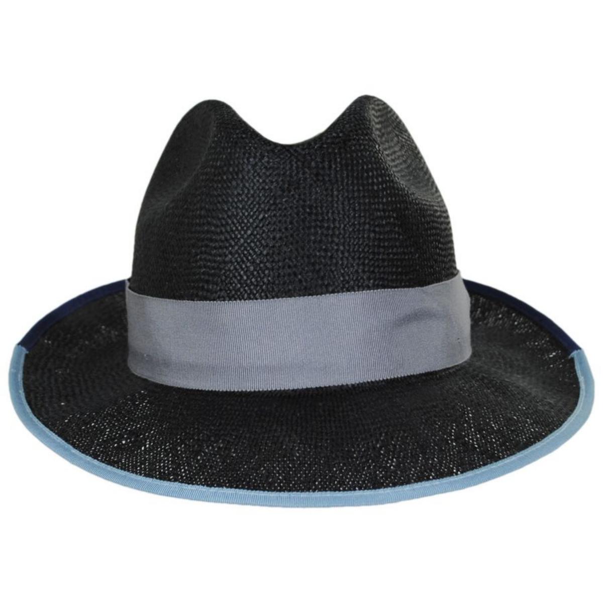 Bailey 1922 | Hesmond Sisal Litestraw Fedora Hat | 127869 | front | BLACK/BLUE
