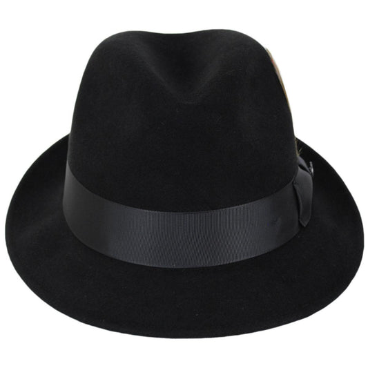 Jaxon Hats | Donny Fur Felt Fedora Hat | 132071 | front | BLACK