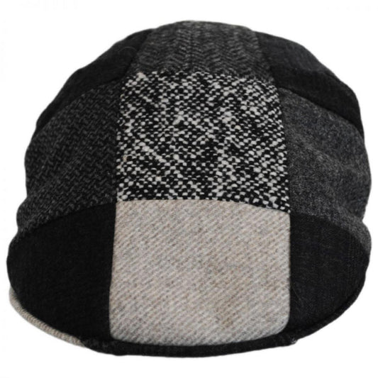 Stefeno Hats | Patchwork Wool Ascot Cap | 171535 | front | GREY/BLUE