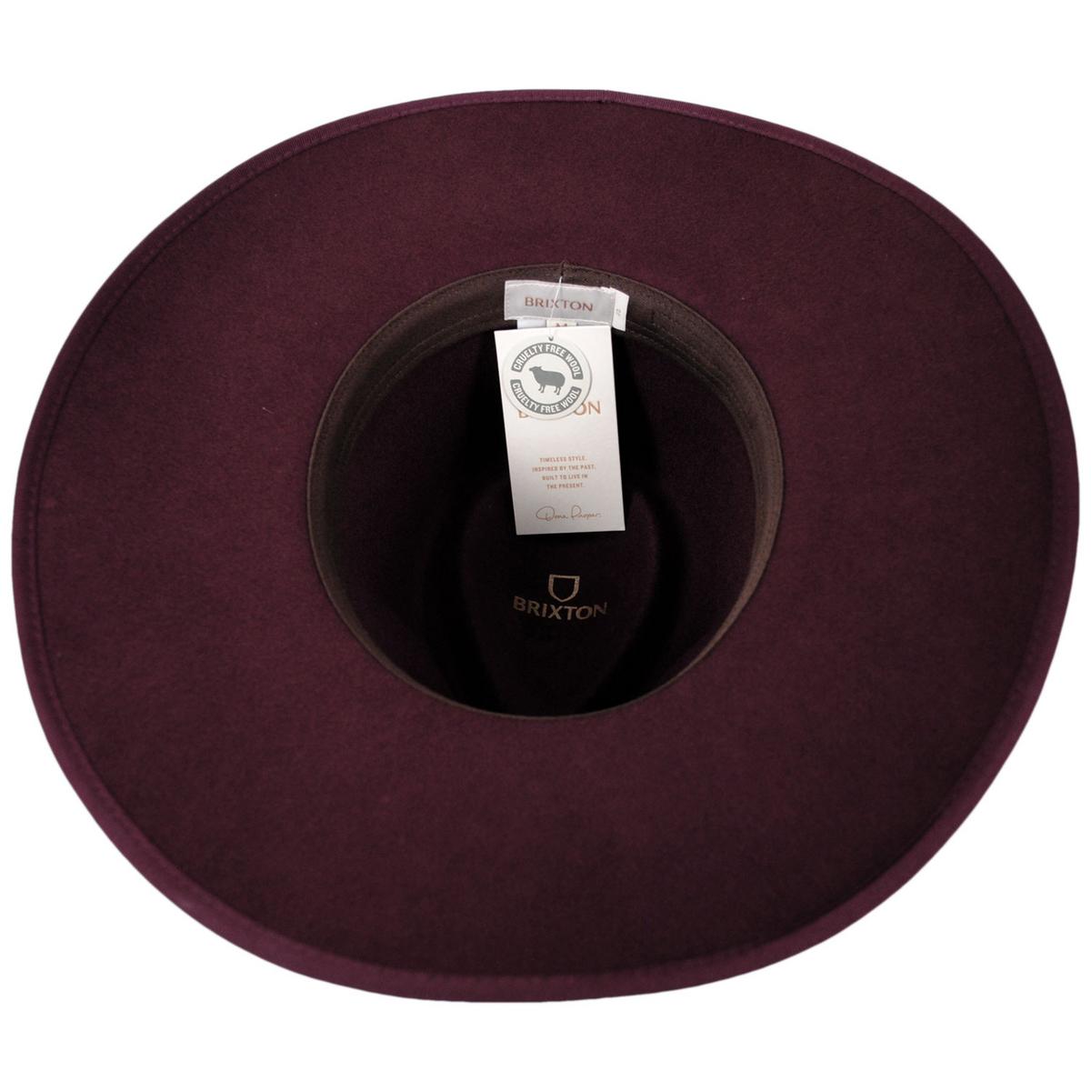 BRIXTON HATS | Jo Wool Felt Rancher Fedora Hat | 123929 | under | RUM RAISIN