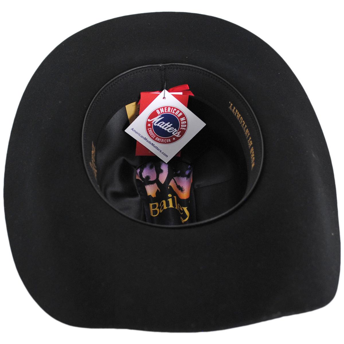 Bailey Western | Wheeler Wool Felt Western Hat | 130382 | under | BLACK