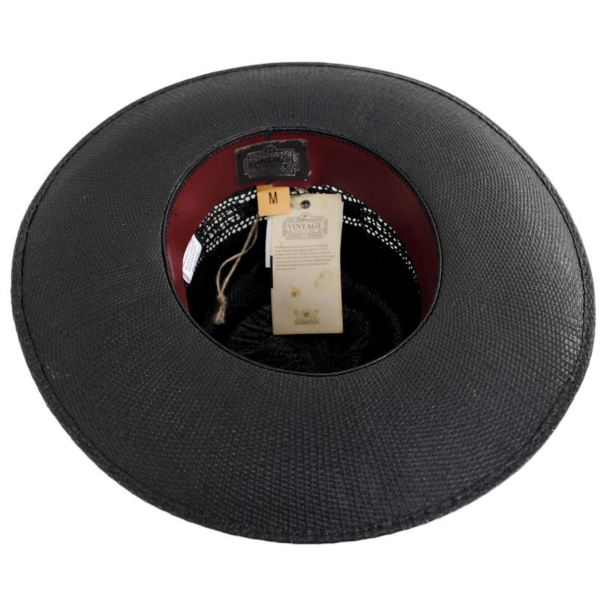 Biltmore | V.C. Spade Bangora Straw Fedora Hat | 127586 | under | BLACK