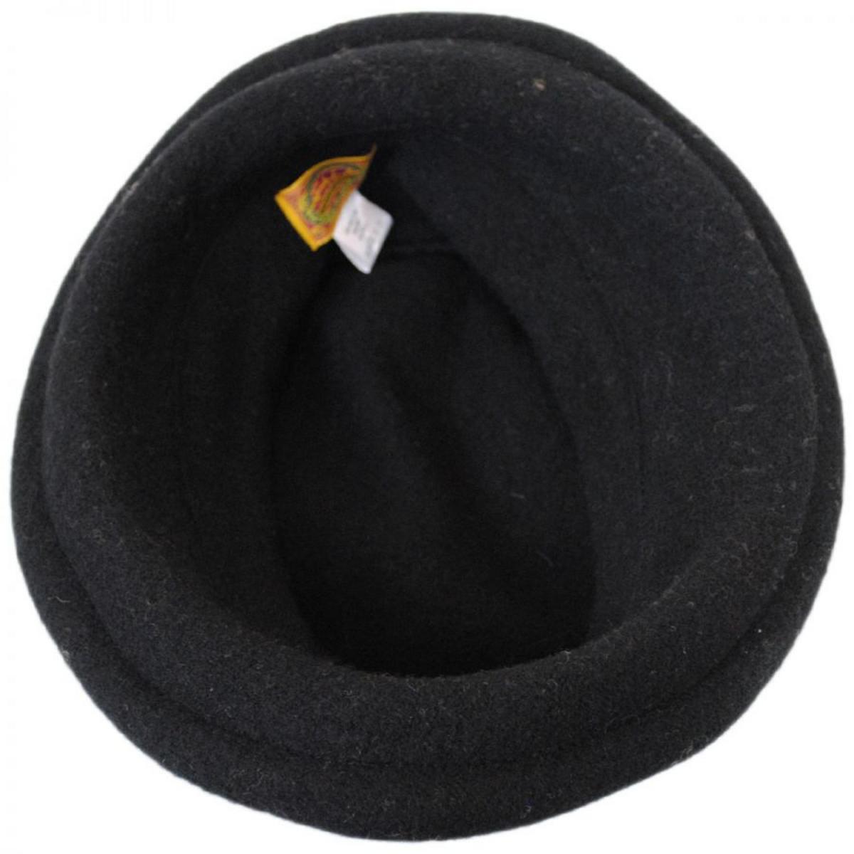 Scala | Packable Wool Cloche Hat | 106342 | profile | BLACK