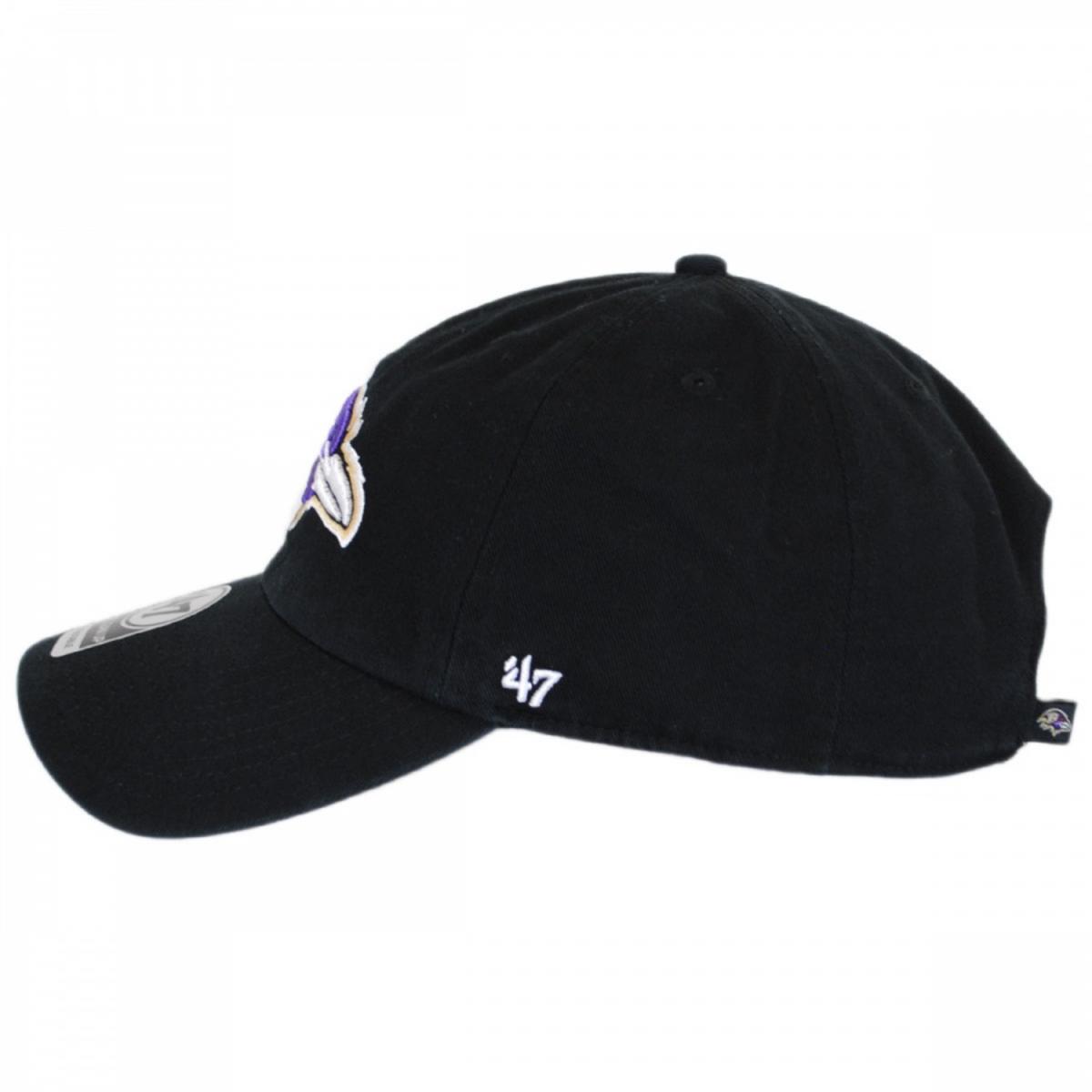 47 Brand | Baltimore Ravens NFL Clean Up Strapback Baseball Cap Dad Hat | 203540 | profile | BLACK