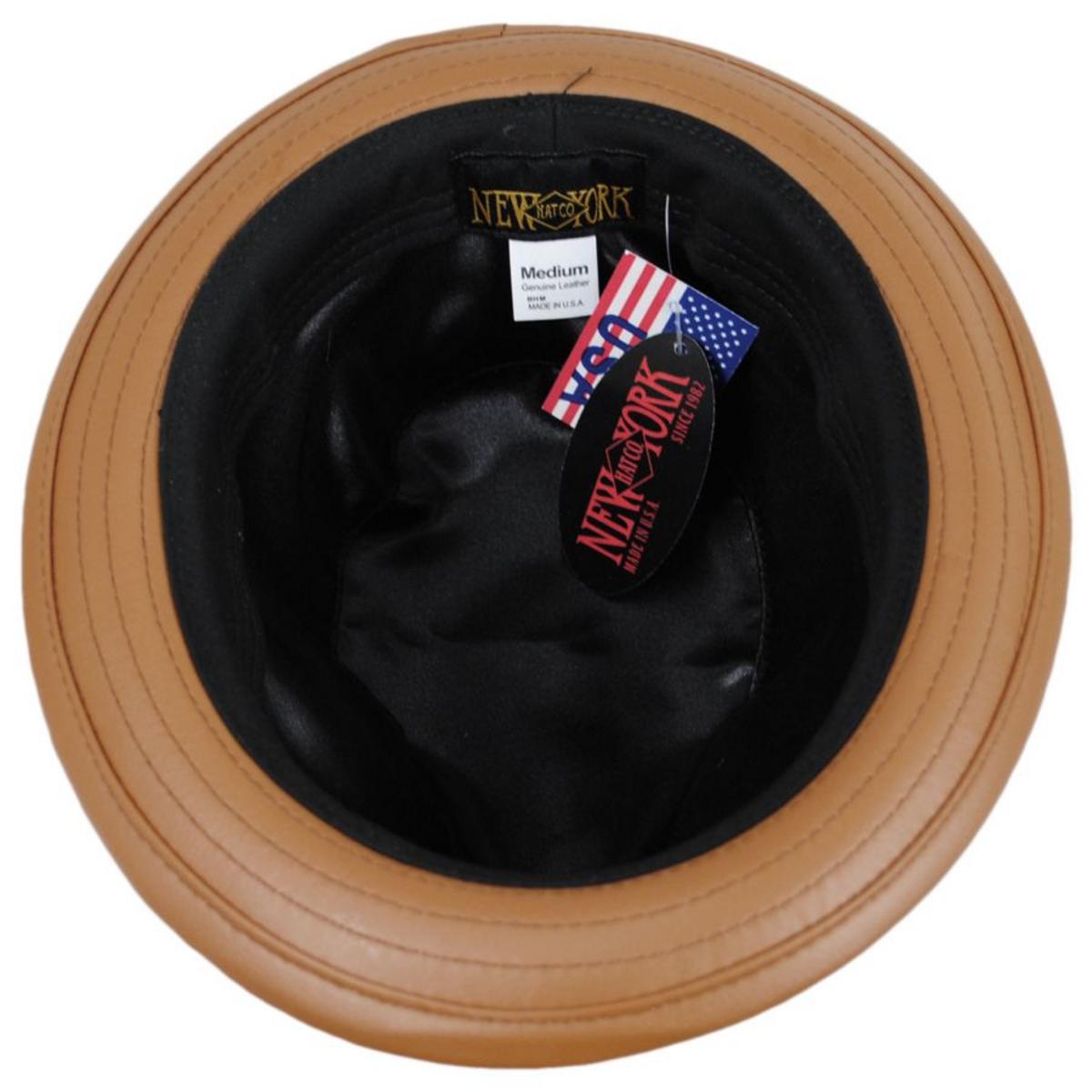 NEW YORK HAT CO | Vintage Leather Fedora Hat | 142008 | under | RUST