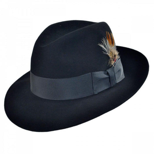 Stetson | Pinnacle Beaver Fur Felt Fedora Hat | 130629 | lead | BLACK